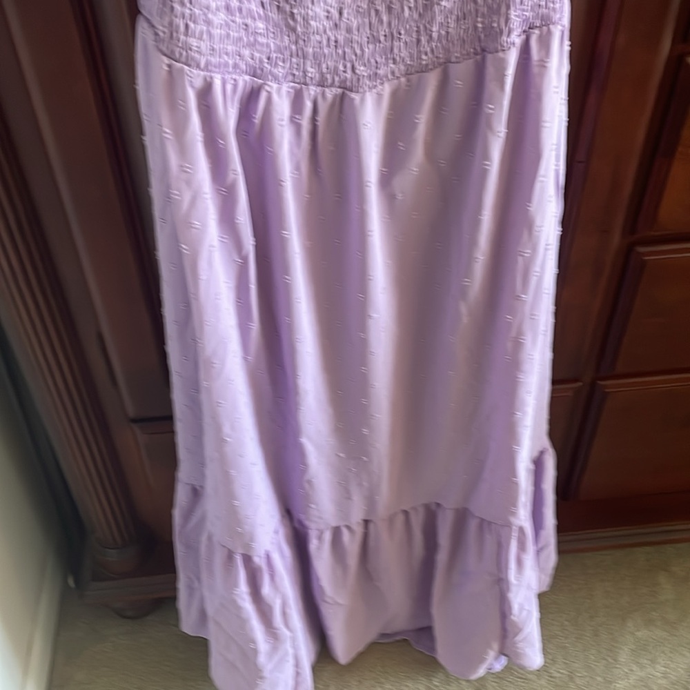 SHEIN Lavender NWOT Open Back Maxi Dress Ruffle hem Never Worn 1X Bow back - Picture 7 of 13